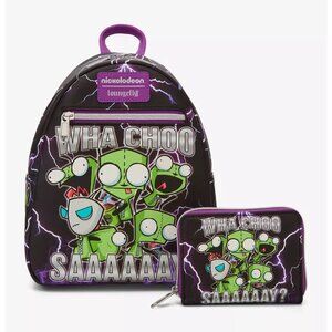 Loungefly Nickelodeon Invader Zim GIR Lightning Mini Backpack and Wallet Set NWT